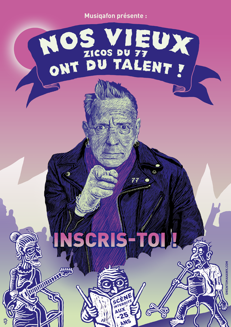 Gwen Tomahawk Illustration Graphisme Fontainebleau Musiqafon Nos vieux zicos du 77 ont du talent !