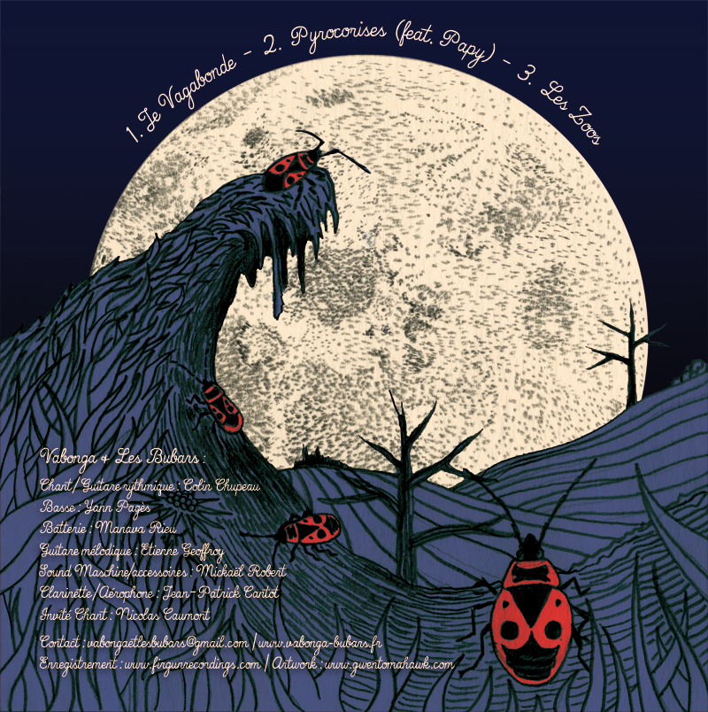 Vabonga et Les Bubars Dans la lune Pochette CD Gwen Tomahawk Graphiste Illustrateur Fontainebleau 77